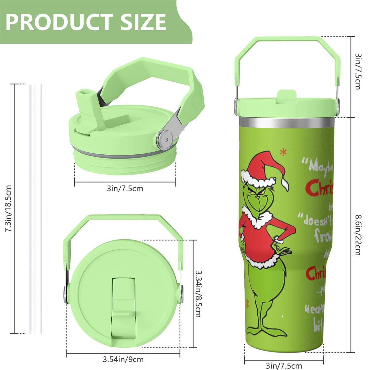 30oz Stainless Steel Tumbler with Lid and Straw,Spill Proof Travel Cup Double Wall Vacuum Insulated Coffee Mug with Top Handl
