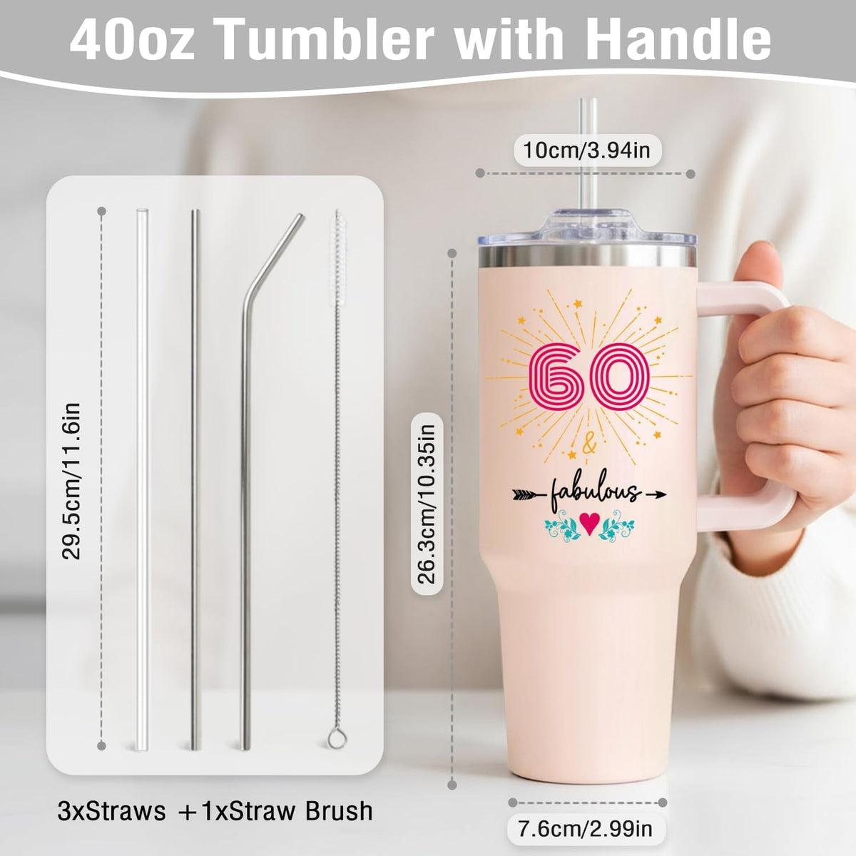 60th Birthday Gifts for Women Her, 1966 60th Birthday Decorations for Woman, Turning 60 Year Old Gifts For Women Mom Wife Gra
