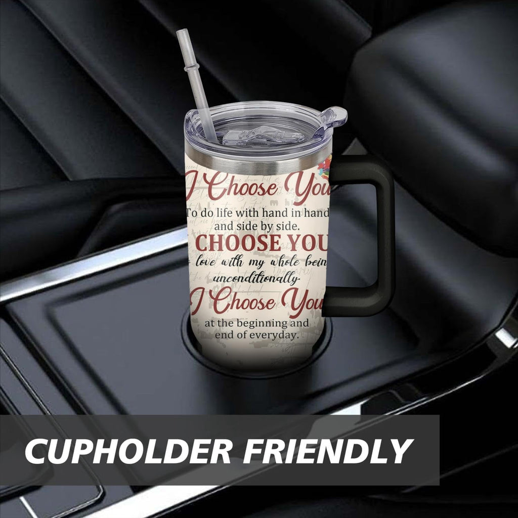 40 Oz Couples Tumbler with Handle and Straw, Anniversary Couple Insulated Couples Mugs, Couples Engagement Gift Cup for Coupl