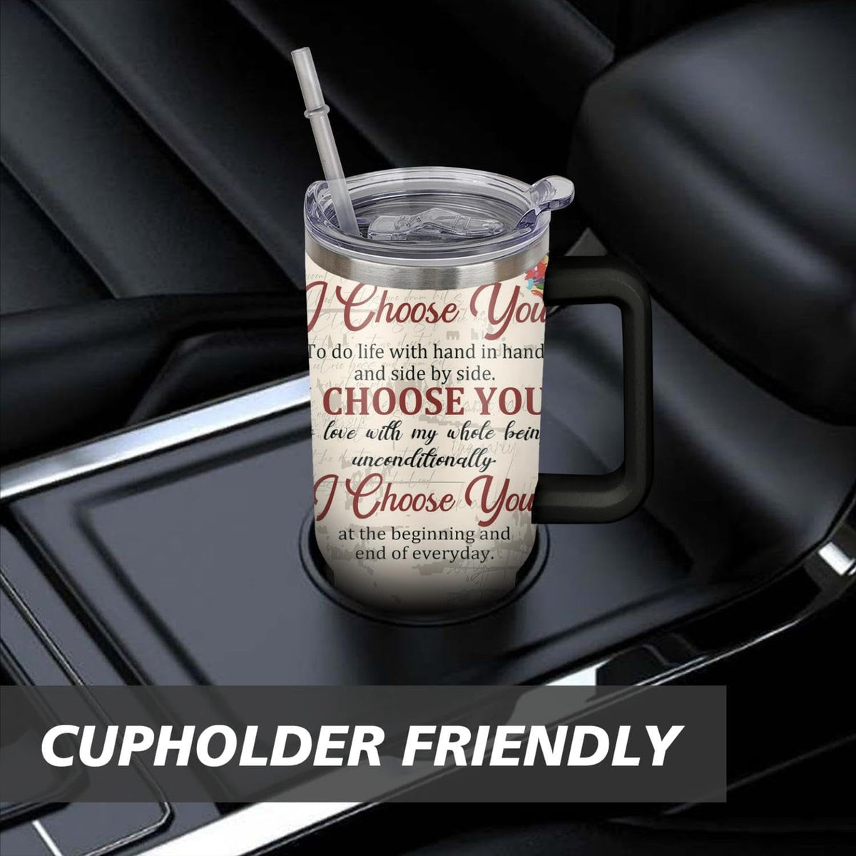 40 Oz Couples Tumbler with Handle and Straw, Anniversary Couple Insulated Couples Mugs, Couples Engagement Gift Cup for Coupl
