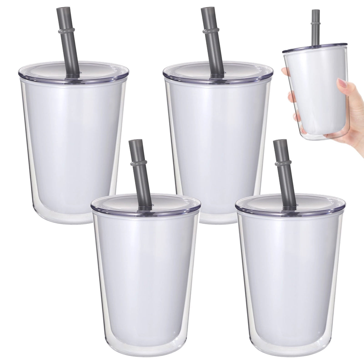 4 PackPack 24 oz Tumblers with Lids & Straws – Double Wall Insulated Plastic Cups, Leakproof, Food‑Safe, for Cold & Hot Drink