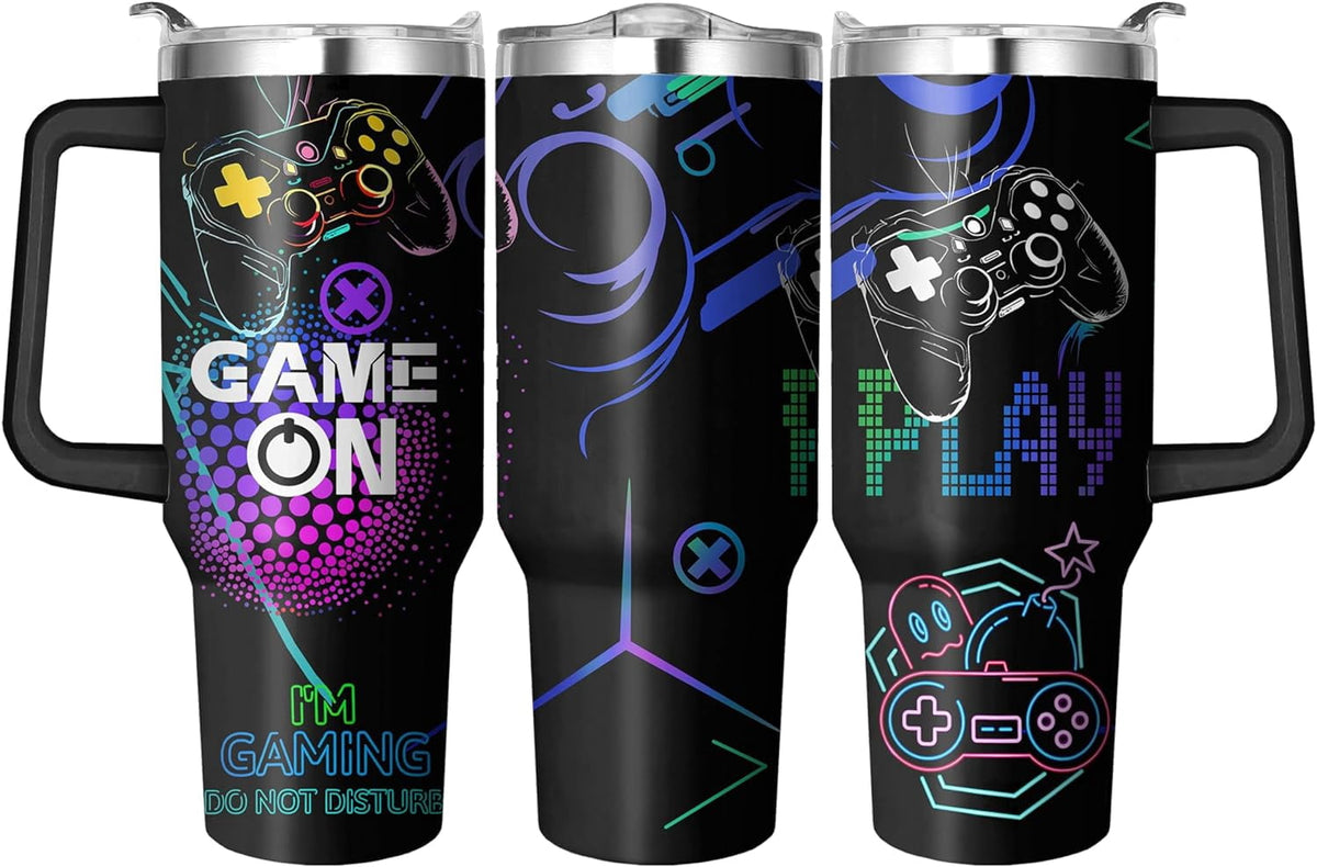 40 Oz Tumbler with Handle and Straw, Double Wall Coffee Travel