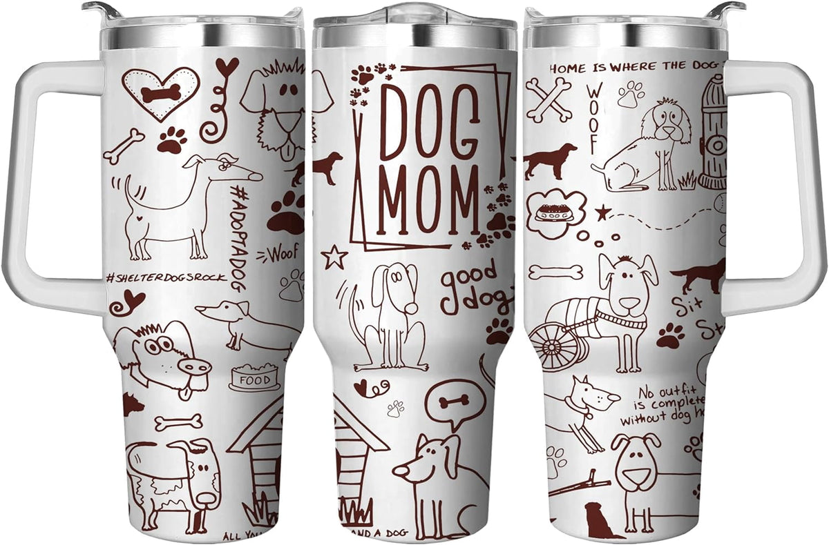 40 Oz Tumbler with Handle and Straw, Double Wall Coffee Travel