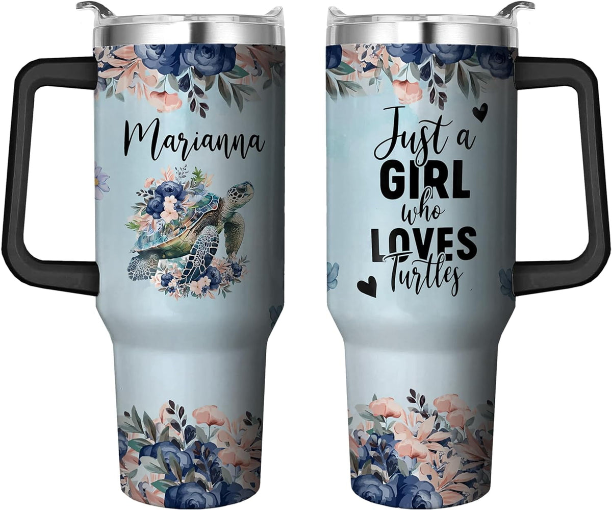 40 Oz Tumbler with Handle and Straw, Double Wall Coffee Travel