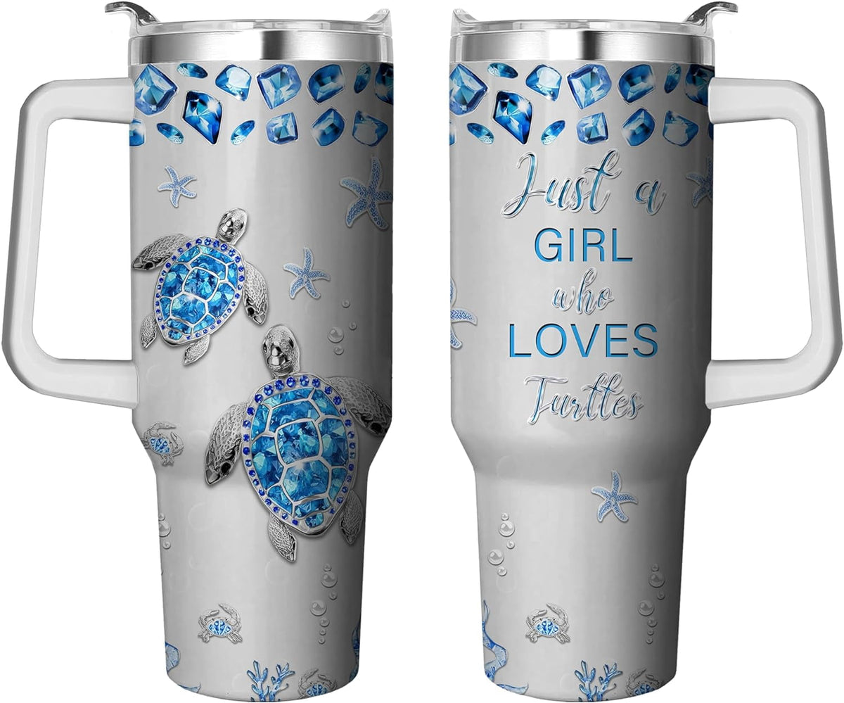 40 Oz Tumbler with Handle and Straw, Double Wall Coffee Travel