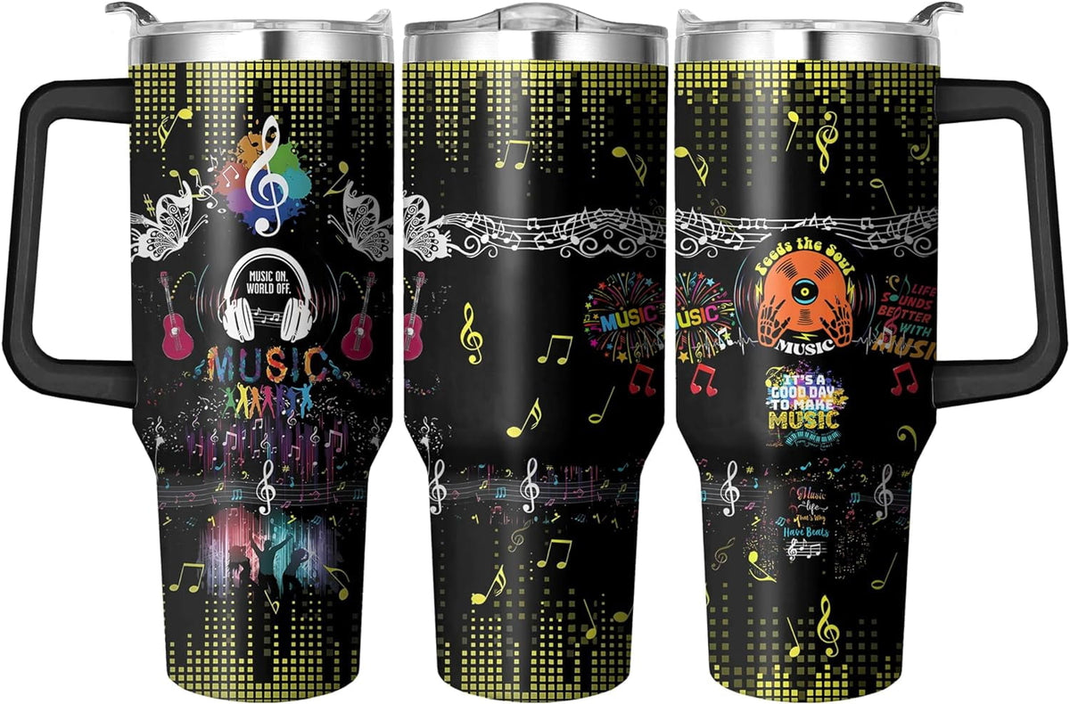 40 Oz Tumbler with Handle and Straw, Double Wall Coffee Travel