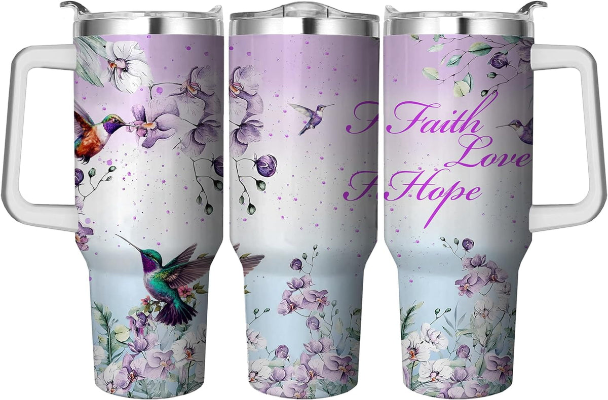 40 Oz Tumbler with Handle and Straw, Double Wall Coffee Travel