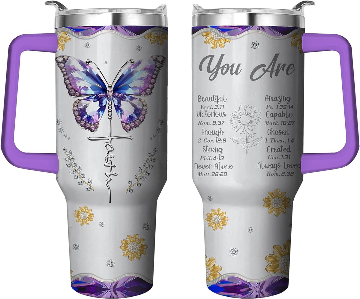 40 Oz Tumbler with Handle and Straw, Double Wall Coffee Travel Mug Spill Proof Leak Proof, Reusable Insulated Water Bottle 40