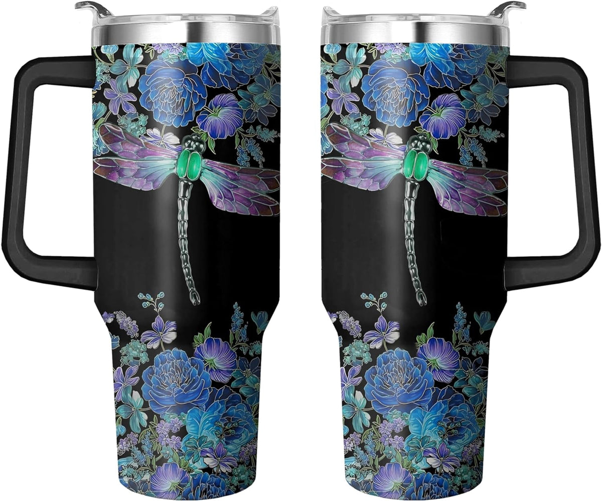 40 Oz Tumbler with Handle and Straw, Double Wall Coffee Travel