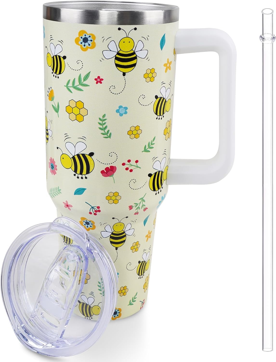 40 oz Frog Mushroom Tumbler with Handle and Straw, Travel Mug