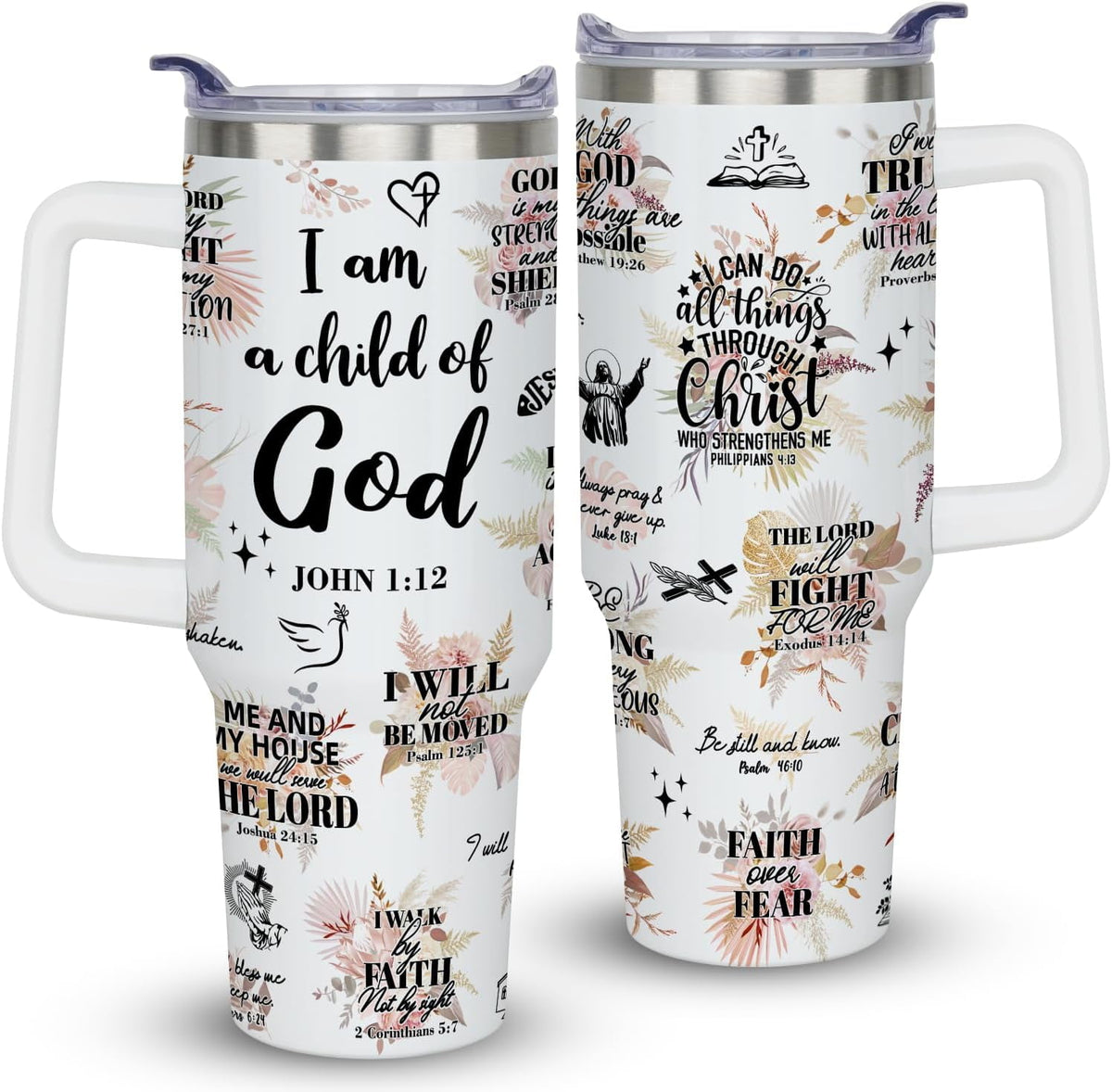40 oz Christian Tumblers with Handle Gifts for Women, Bible Verse Scripture Gifts, Religious Spiritual Faith Gifts for Women,