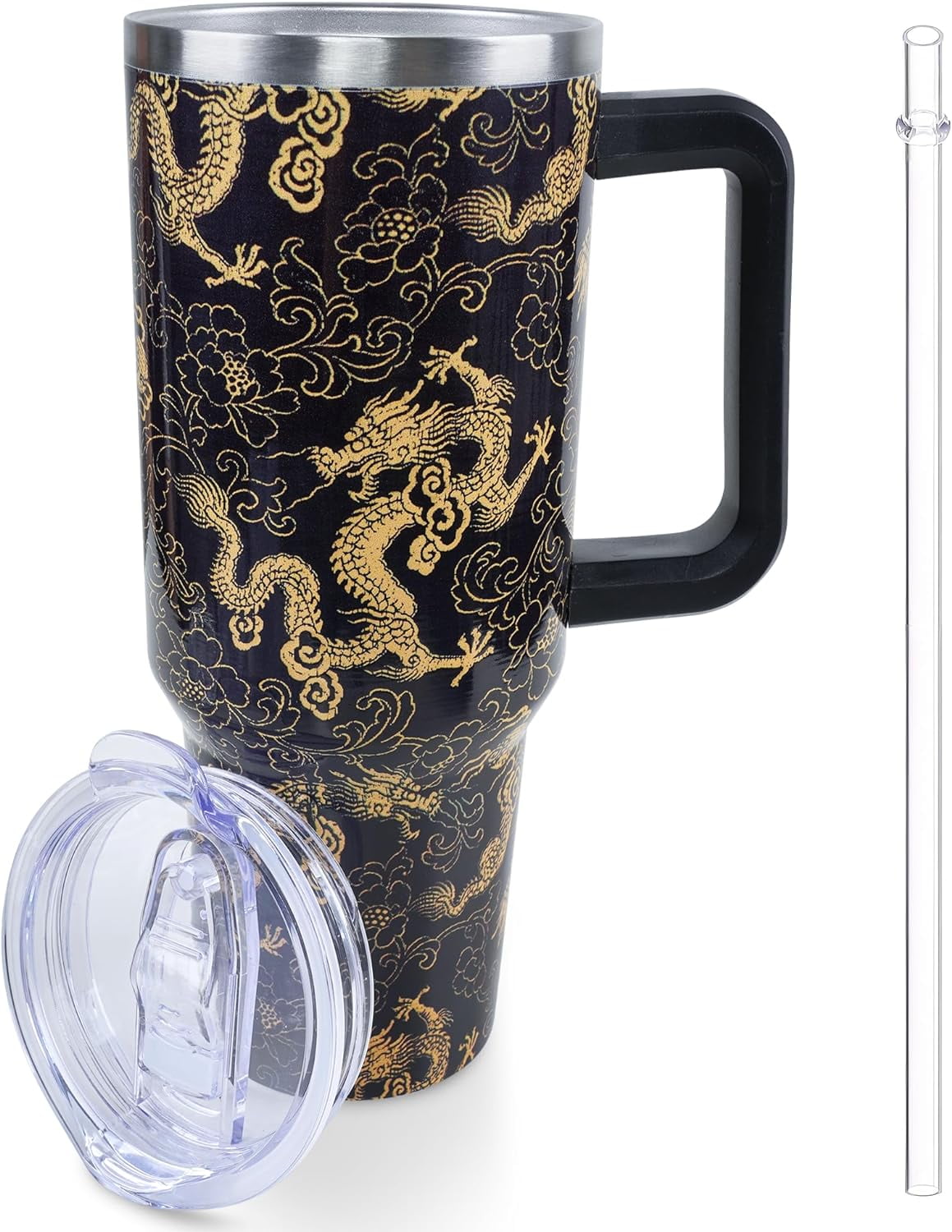 40 oz Frog Mushroom Tumbler with Handle and Straw, Travel Mug