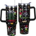 40 oz Christmas Tumbler with Handle Gifts for Girls Daughter Women, Christmas Stainless Steel Insulated Coffee Cups Tumblers 