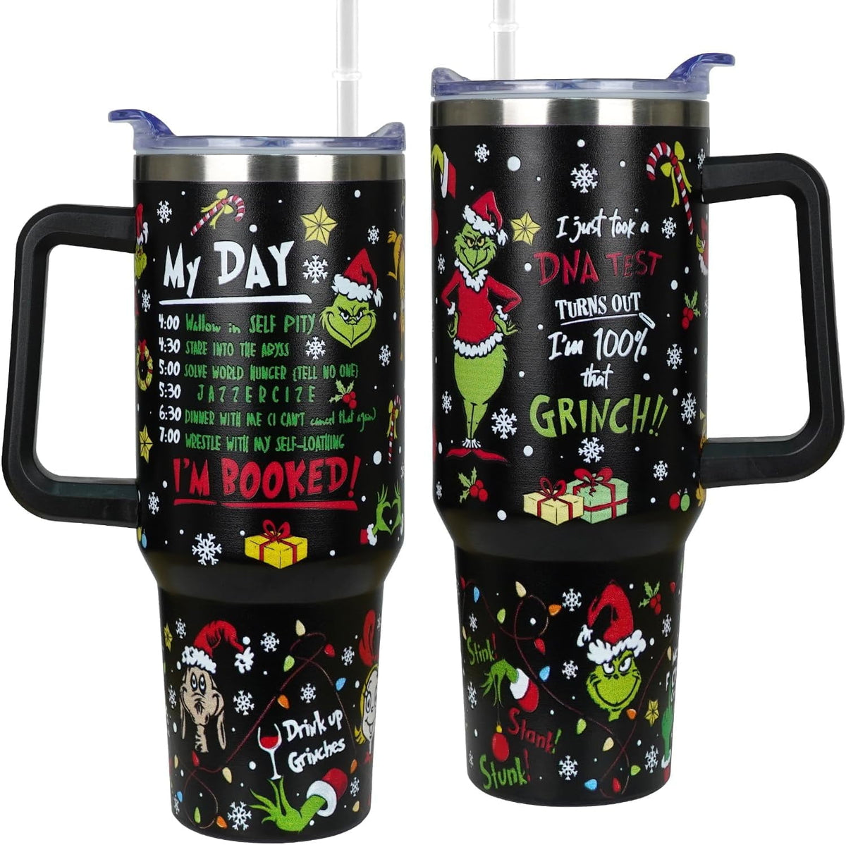 40 oz Christmas Tumbler with Handle Gifts for Girls Daughter Women, Christmas Stainless Steel Insulated Coffee Cups Tumblers 