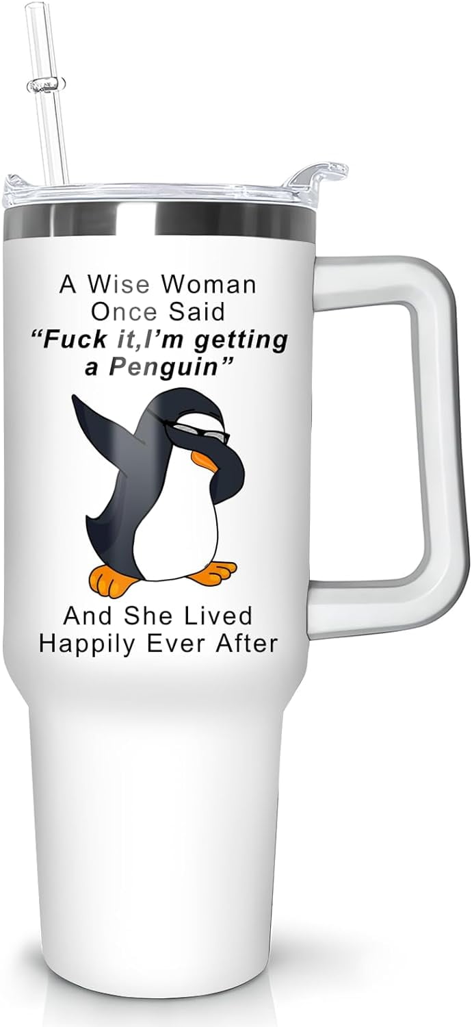 40 oz Penguin Tumbler with Handle Gifts for Penguin Lover 40oz