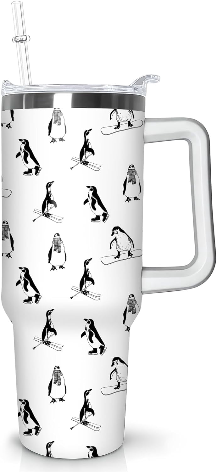 40 oz Penguin Tumbler with Handle Gifts for Penguin Lover 40oz