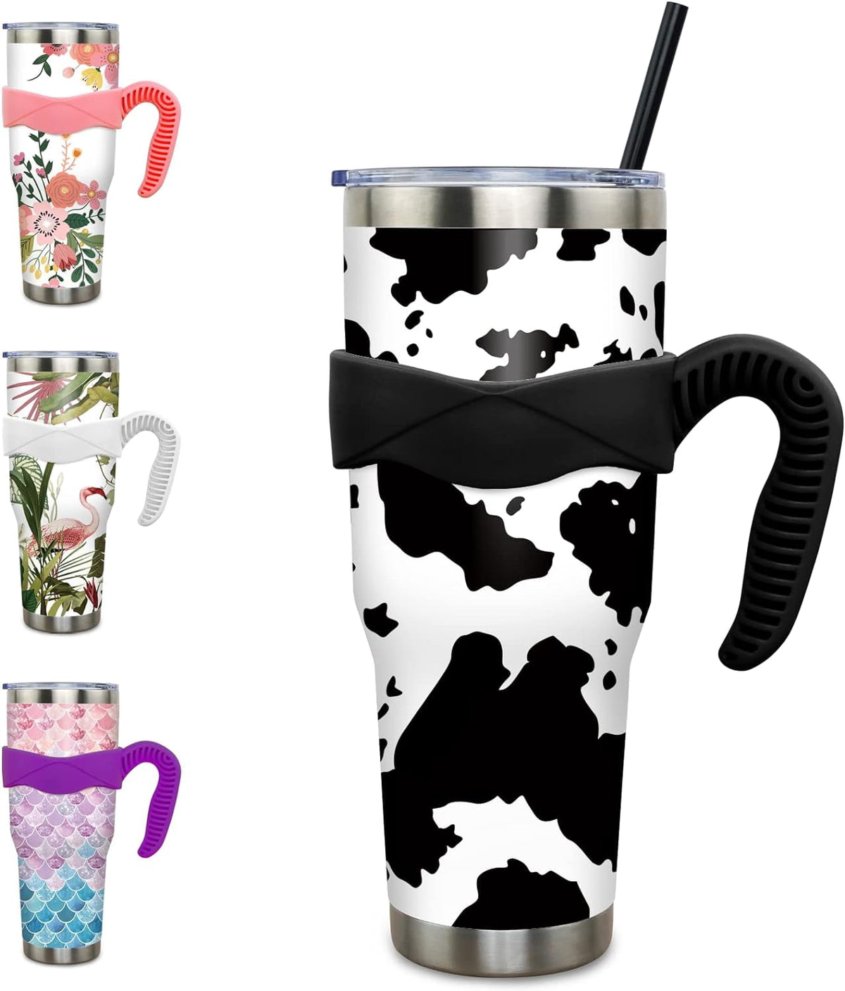 40 oz Tumbler with Handle and Straw 40oz Pink Flamingo Cup