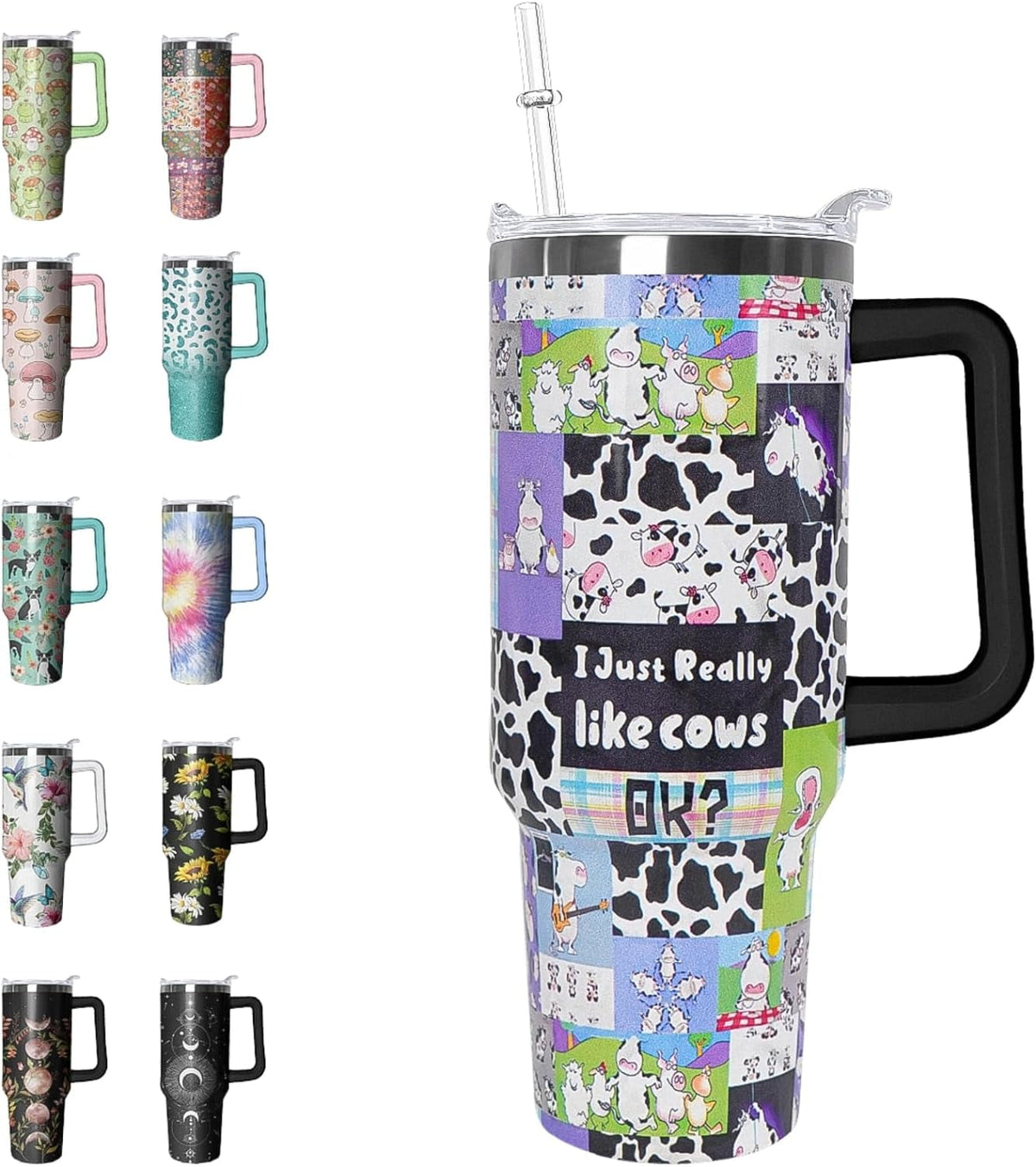 40 oz Tumbler with Handle and Straw Leak Proof Tumbler 40
