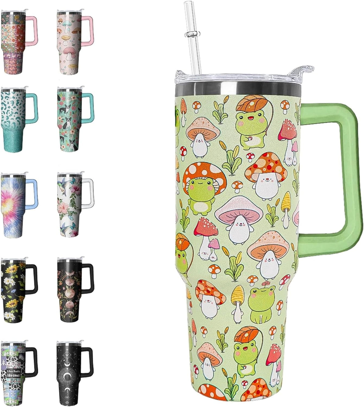 40 oz Tumbler with Handle and Straw Leak Proof Tumbler 40