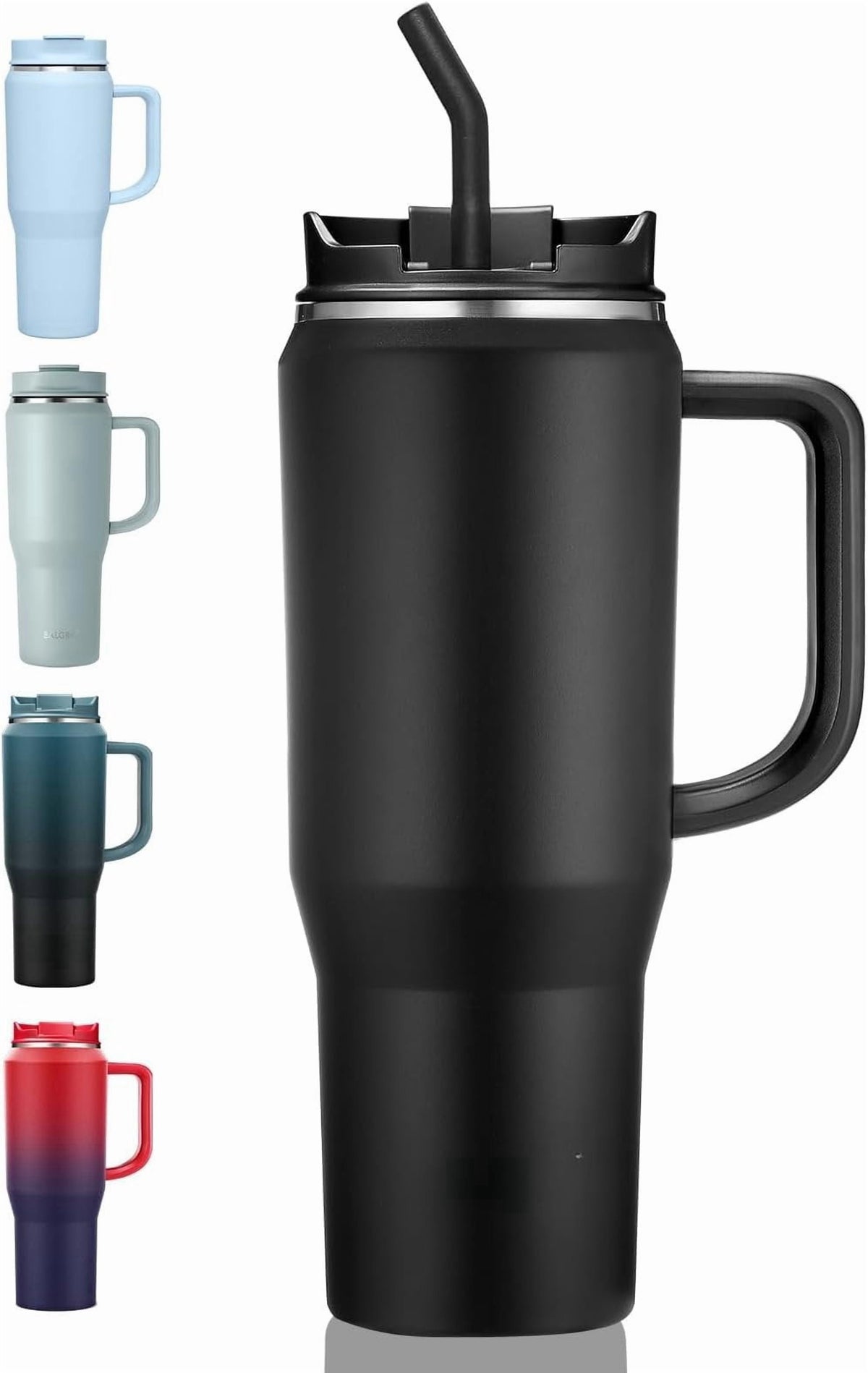 40 oz Tumbler with Handle, Insulated Tumblers with Lid and Straw, Large   Water Bottle Jug, Thermal Stainless  Travel Coffee 