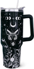40 oz Tumbler with Handle and Straw, Highland Cow Tumbler
