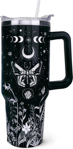 40 oz Tumbler with Handle and Straw, Highland Cow Tumbler