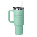 40 oz Tumbler with Handle and Straw Lid Stainless Steel Insulated Travel Mug Cup Grandma's Sippy Cup Grandmother Funny (Sea F