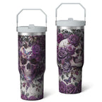 1pc Halloween Skull 30oz Tumbler with Straw & Handle - Insulated Stainless Steel Cup | Holiday Gift for Man Women (Christmas,
