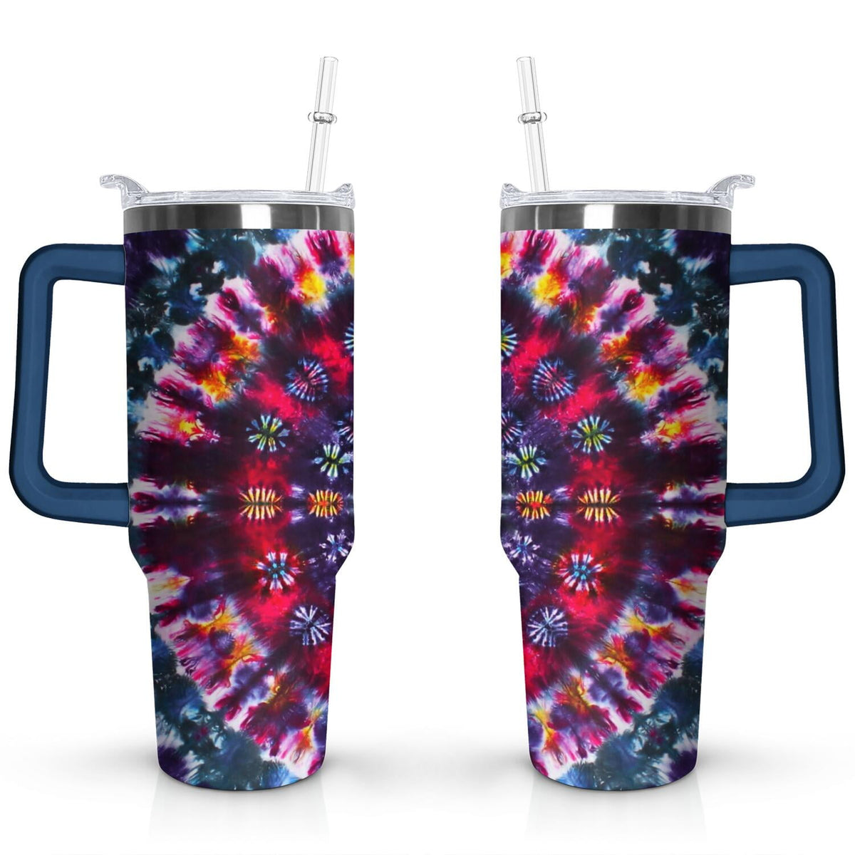 40oz Boho Tie Dye Stainless Steel Flip Straw Tumbler Spill Proof