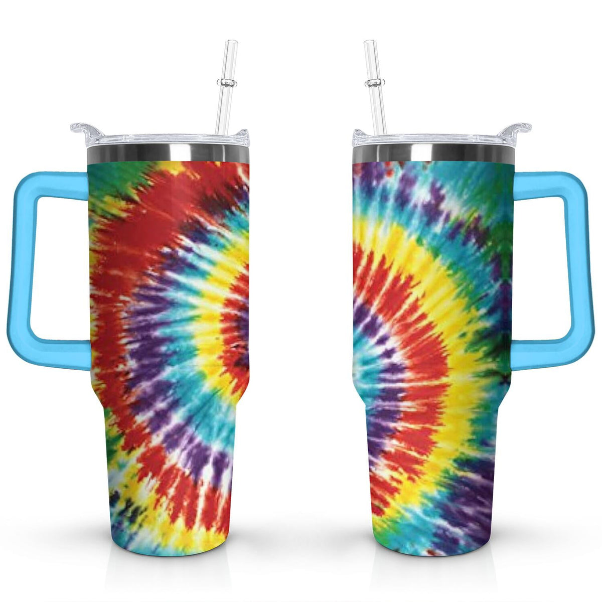 40oz Boho Tie Dye Stainless Steel Flip Straw Tumbler Spill Proof