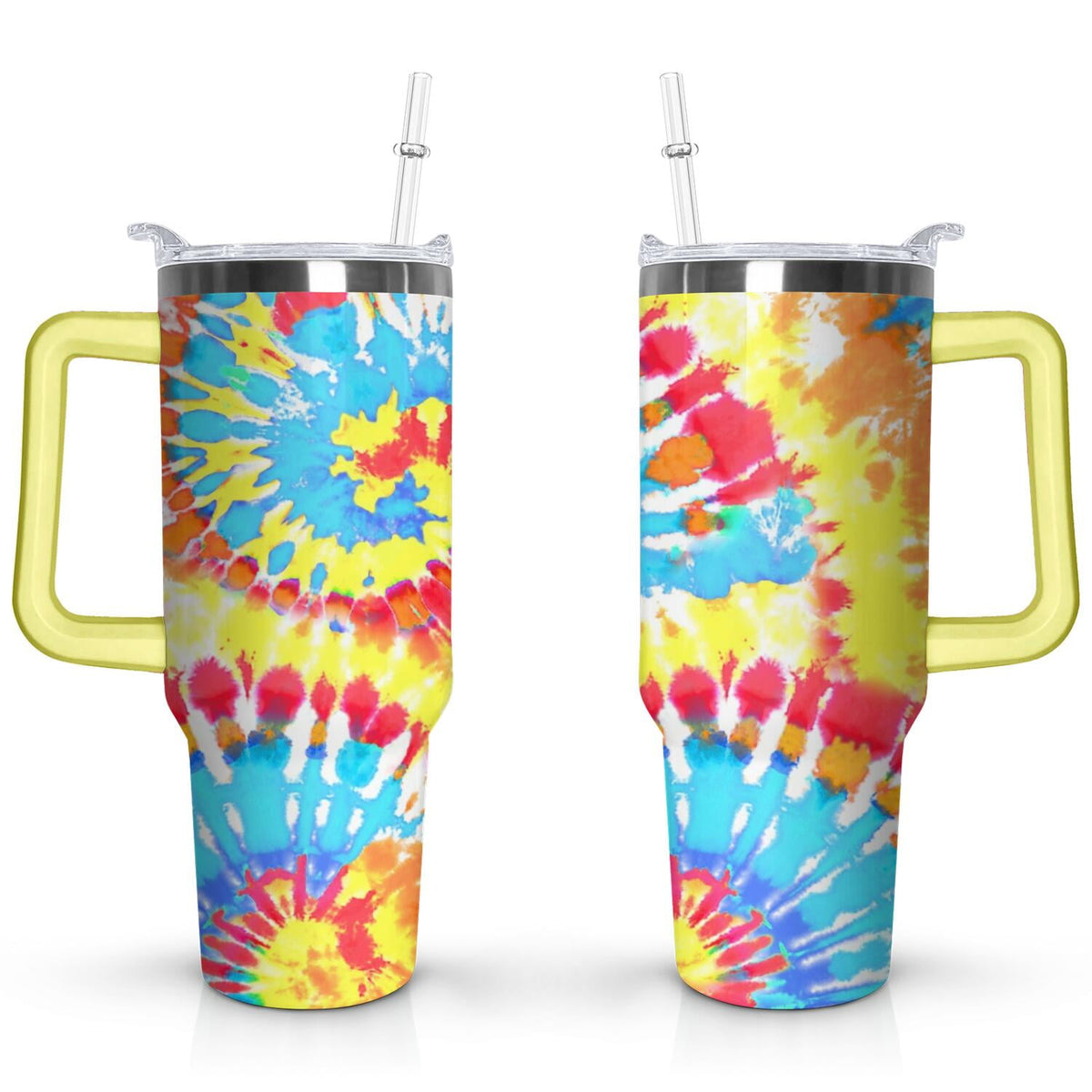40oz Boho Tie Dye Stainless Steel Flip Straw Tumbler Spill Proof