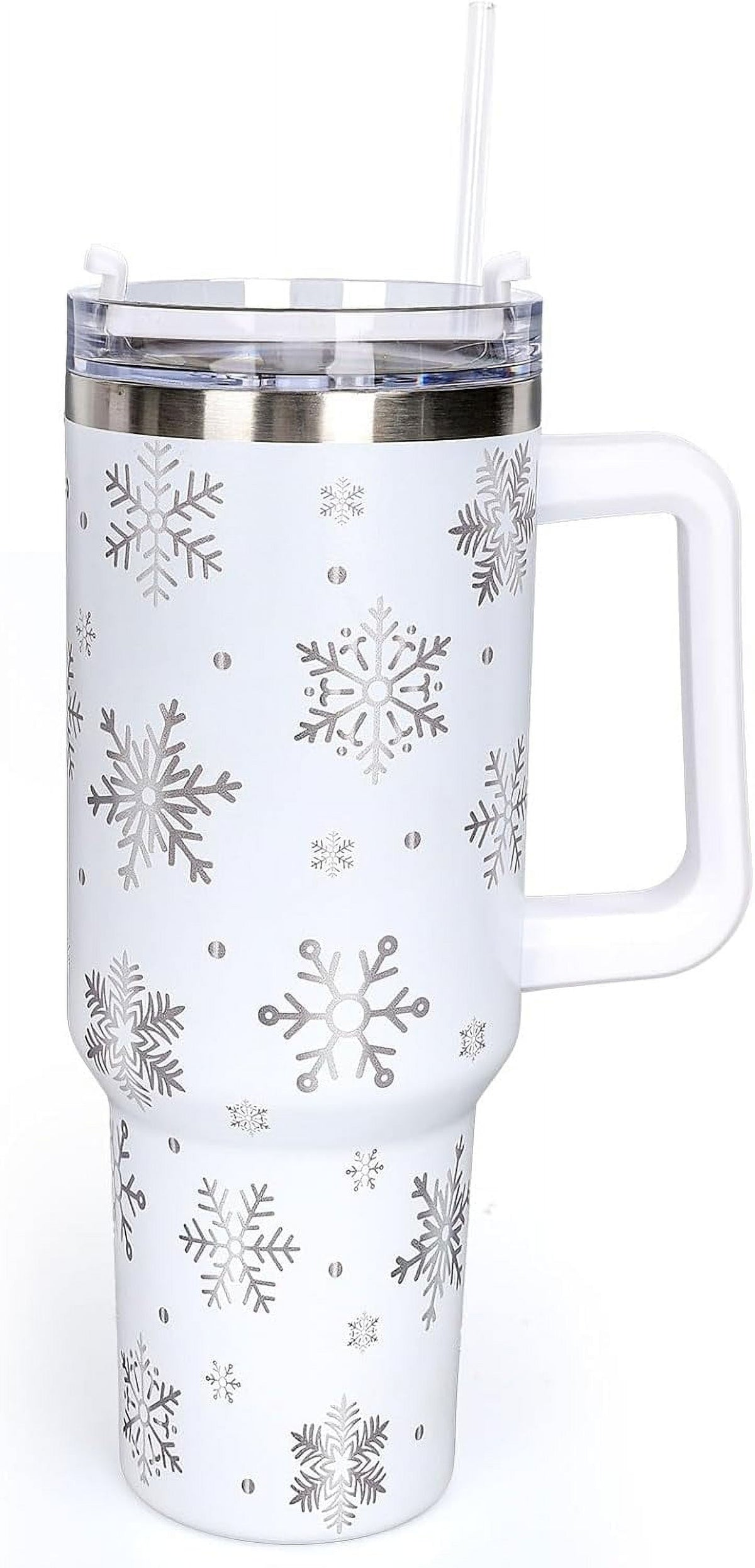 40oz Insulated Stainless Steel Tumbler with Handle, Abstract Brown Leopard Print