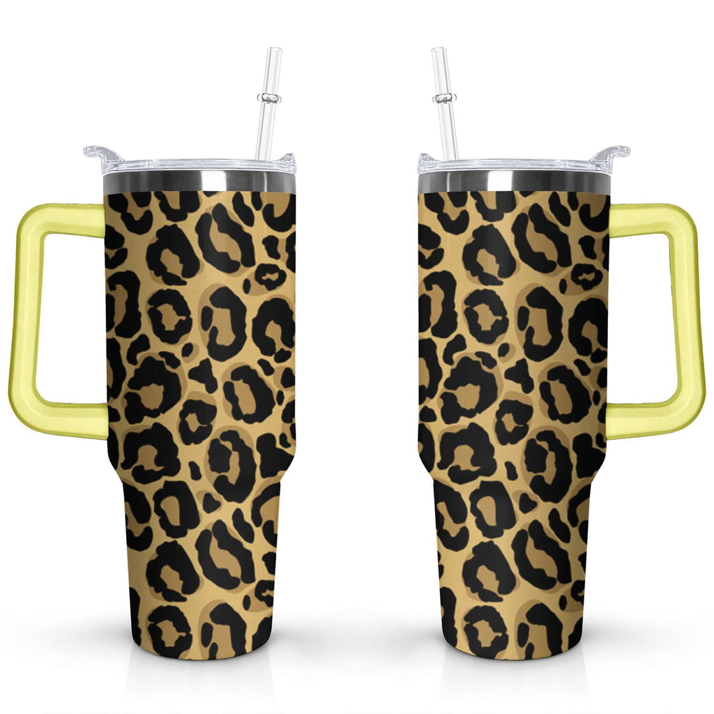 40oz Fashion Leopard Pattern Stainless Steel Flip Straw Tumbler Spill Proof