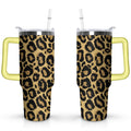 40oz Fashion Leopard Pattern Stainless Steel Flip Straw Tumbler Spill Proof
