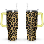 40oz Fashion Leopard Pattern Stainless Steel Flip Straw Tumbler Spill Proof