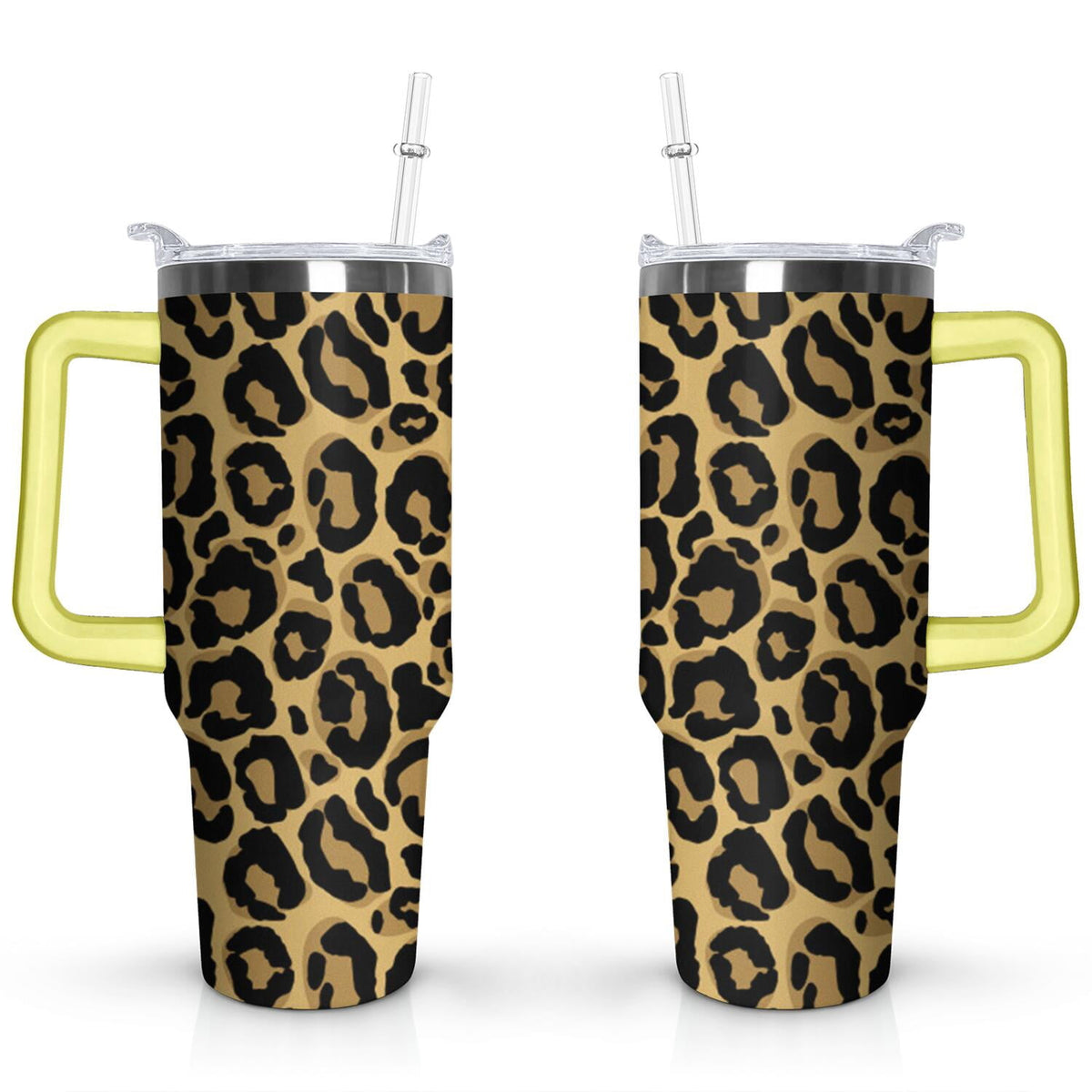 40oz Fashion Leopard Pattern Stainless Steel Flip Straw Tumbler Spill Proof