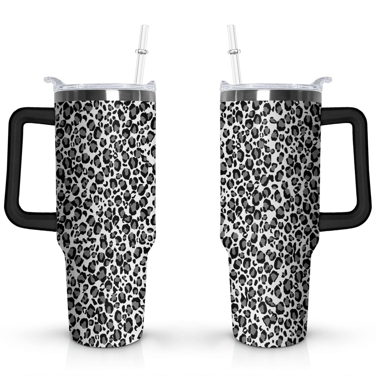 40oz Fashion Leopard Pattern Stainless Steel Flip Straw Tumbler Spill Proof
