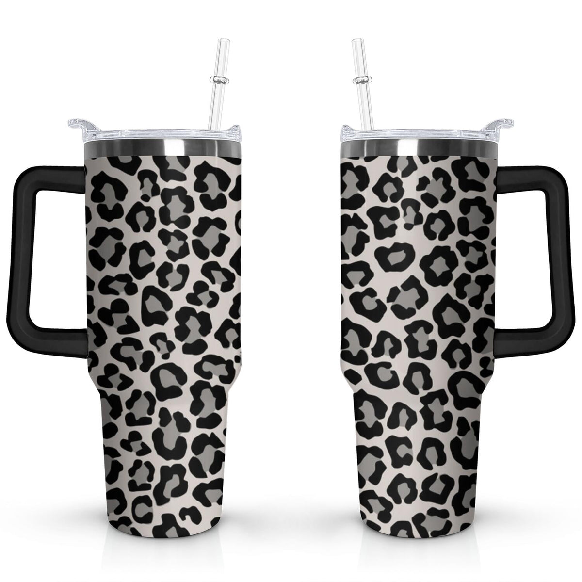 40oz Fashion Leopard Pattern Stainless Steel Flip Straw Tumbler Spill Proof