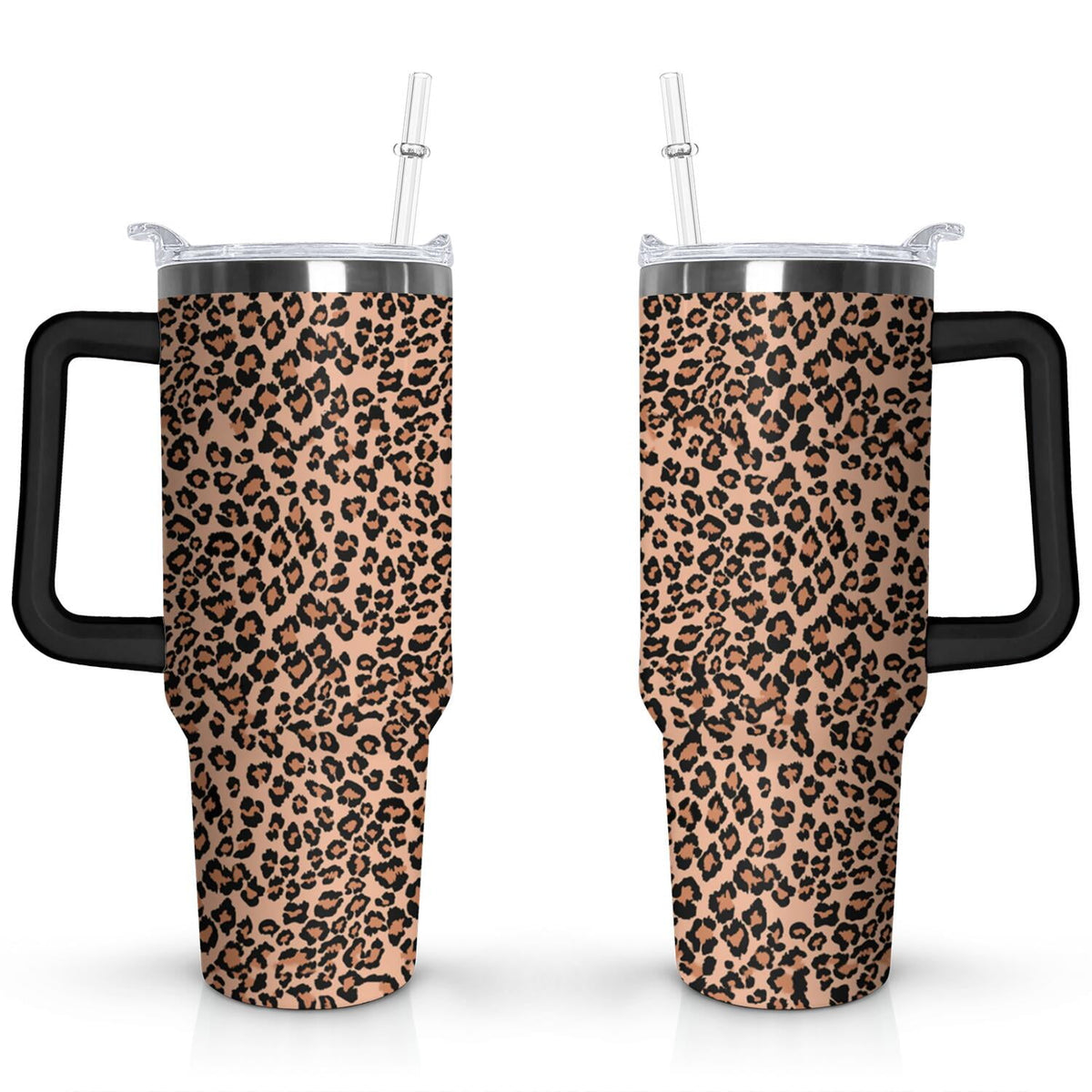 40oz Fashion Leopard Pattern Stainless Steel Flip Straw Tumbler Spill Proof Travel Cup Double Wall Vacuum Insulated Coffee Mu