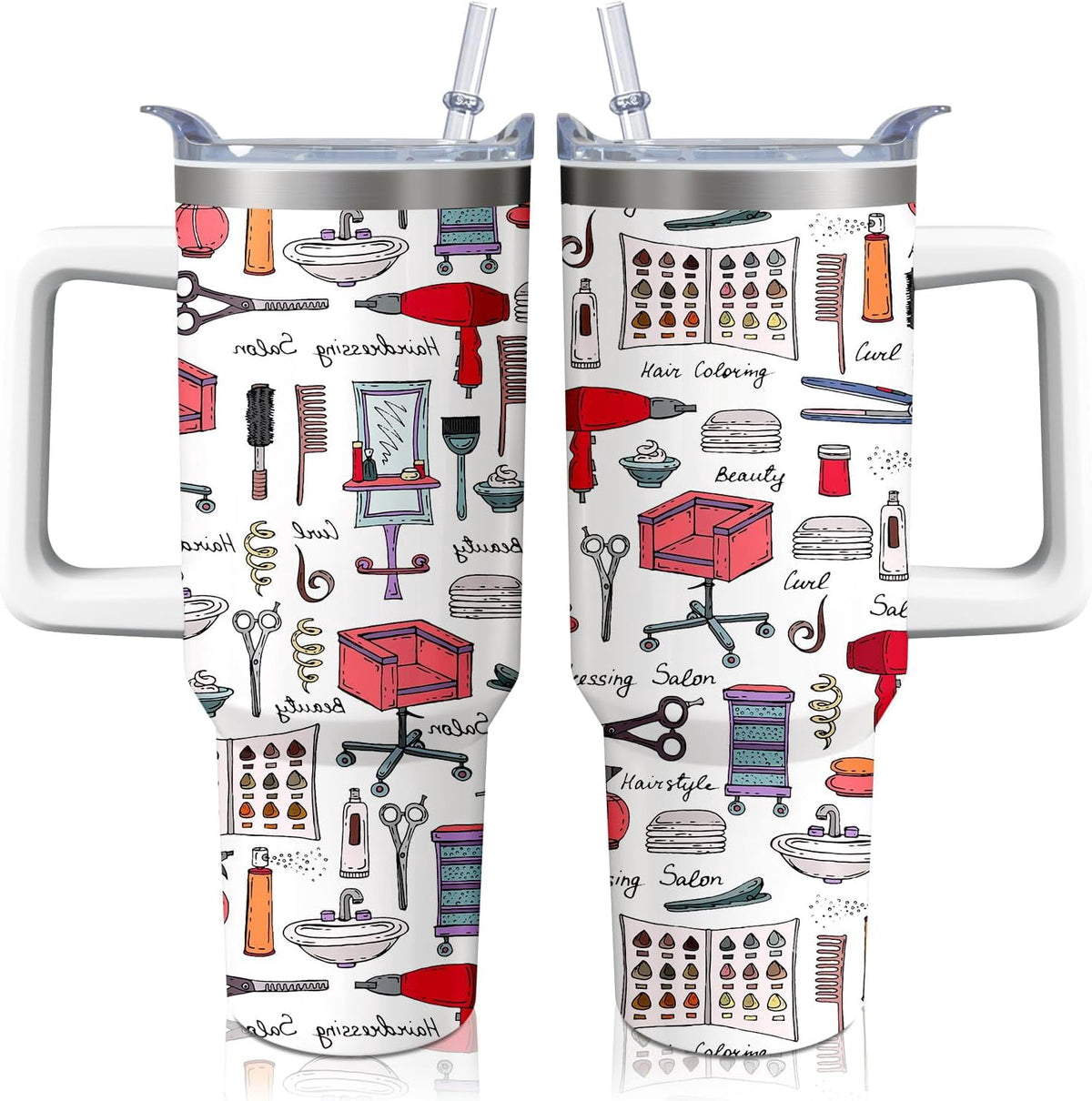 40oz Hair Stylist Gifts Hairstylist Tumbler with Handle for Female Women, Stainless Steel Insulated Cup, Coffee Mug Water Bot