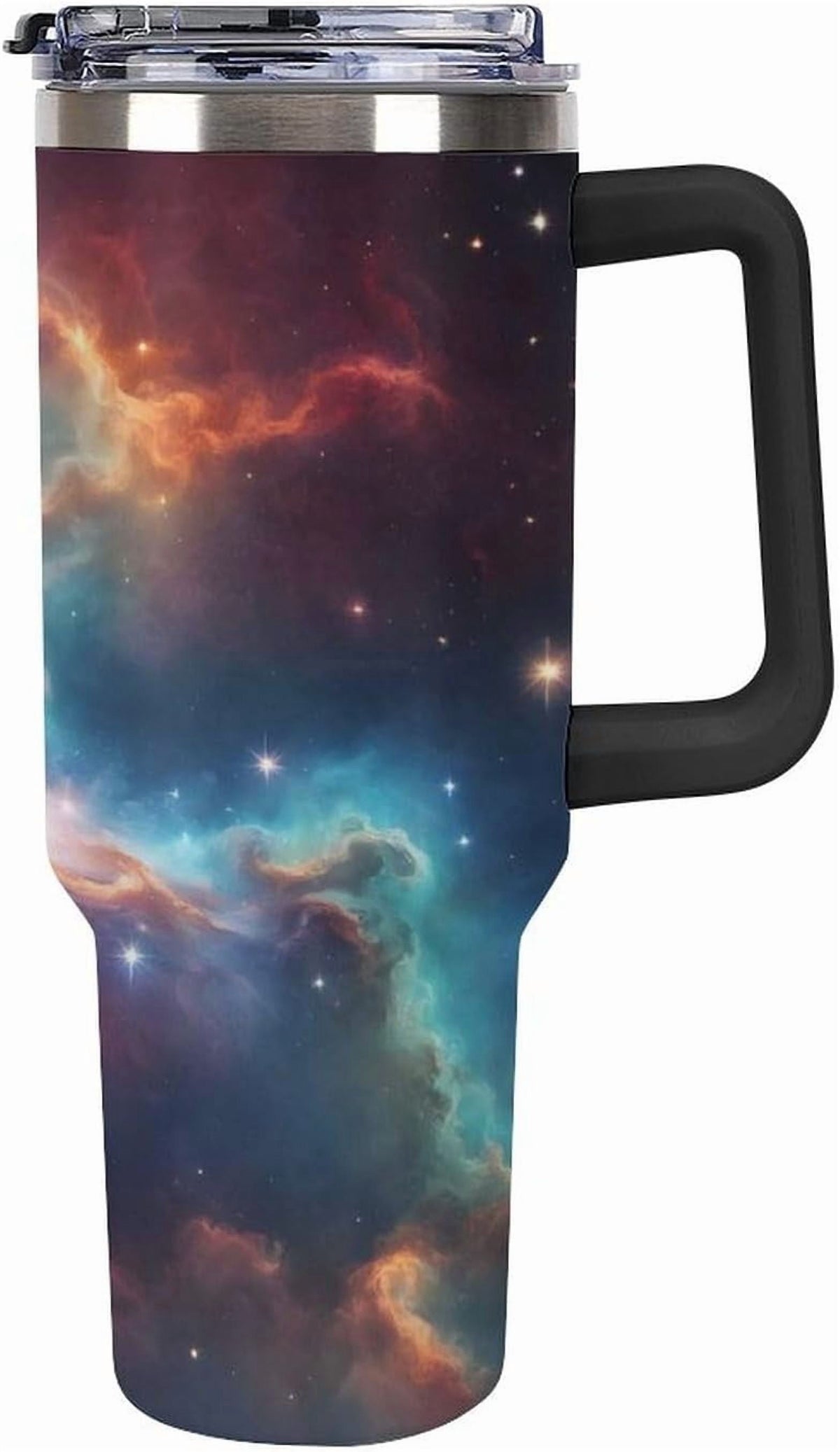 40oz Insulated Stainless Steel Tumbler with Handle, Abstract Brown Leopard Print