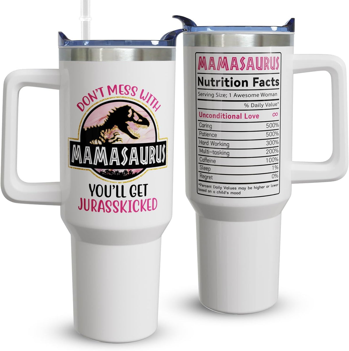 40oz Mom Tumbler with Handle Mamasaurus cup, Mom Gifts from Daughter/Son,Mama Birthday gifts, Mother''s Day Gift for Mama， Be