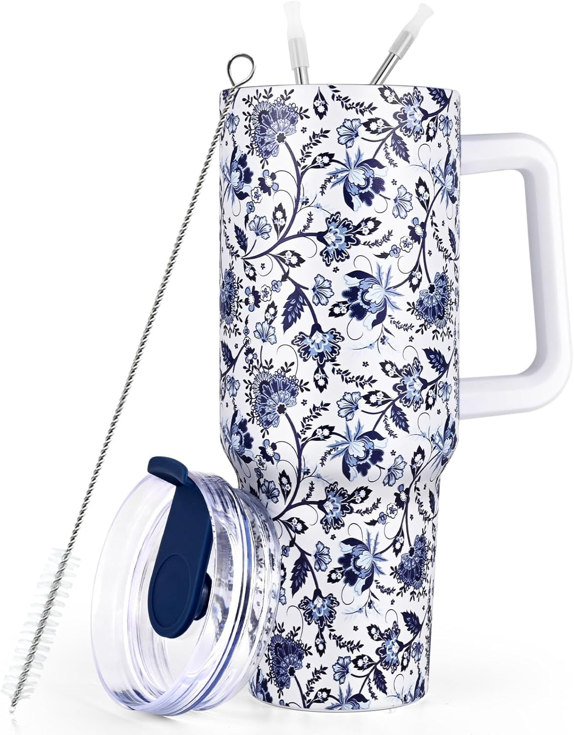 40oz Tumbler with Handle, Stainless Steel Insulated Travel Tumbler with Lid and Straw, Double Wall Vacuum Insulated Tumbler M