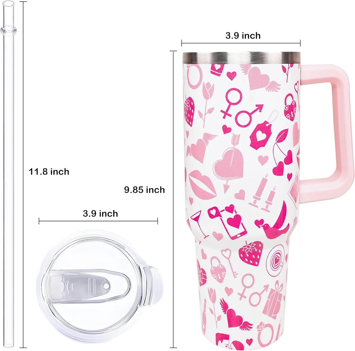 40oz Easter Bunny Tumbler with Handle and Straw, Rabbit Stainless Steel