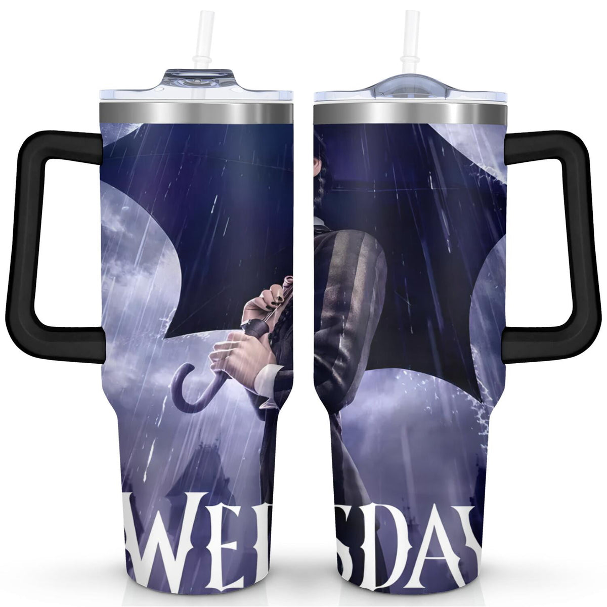 40oz Wednesday Girl Stainless Steel Tumbler with Lid and Straw,Wednesday Stuff Merchandise Spill Proof Travel Cup Double Wall