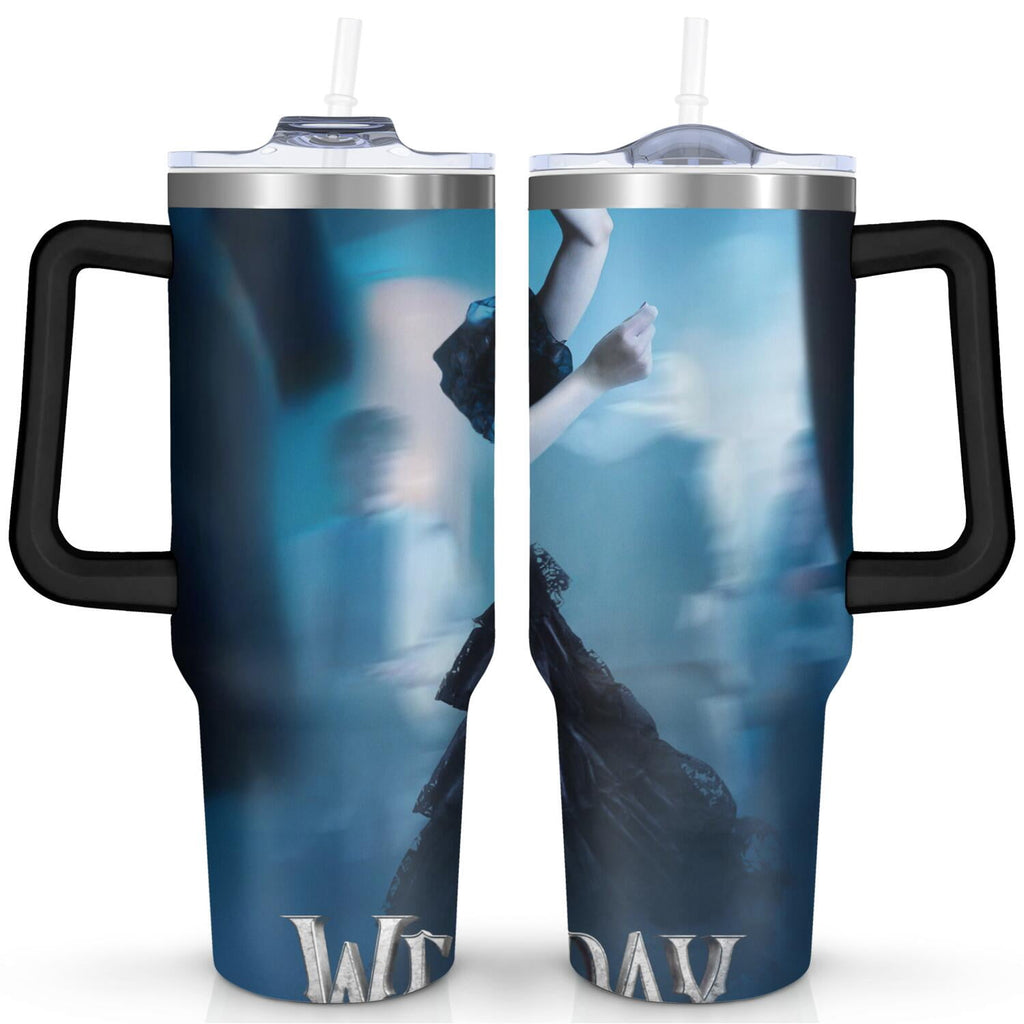 40oz Wednesday Girl Stainless Steel Tumbler with Lid and Straw,Wednesday Stuff