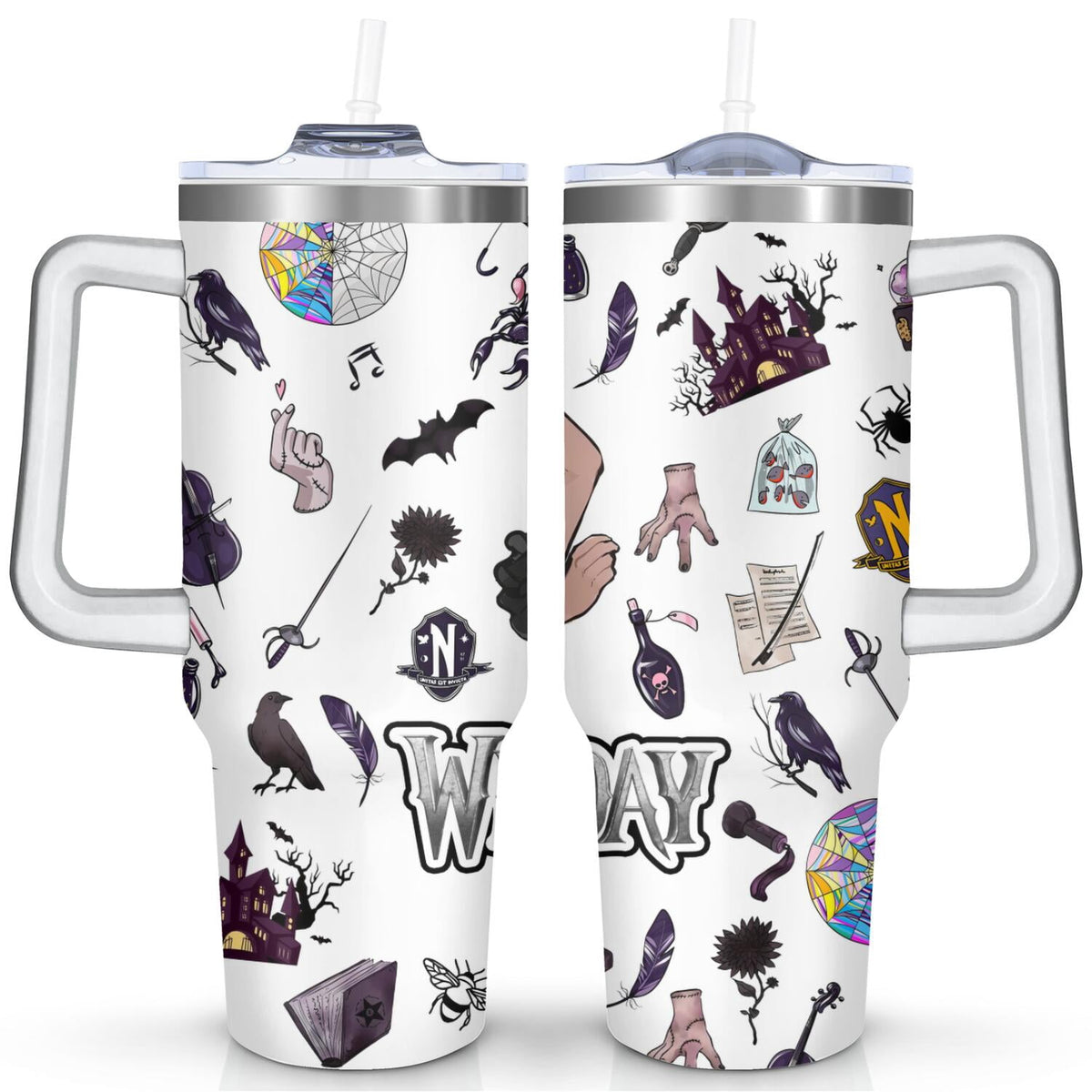 40oz Wednesday Girl Stainless Steel Tumbler with Lid and Straw,Wednesday Stuff