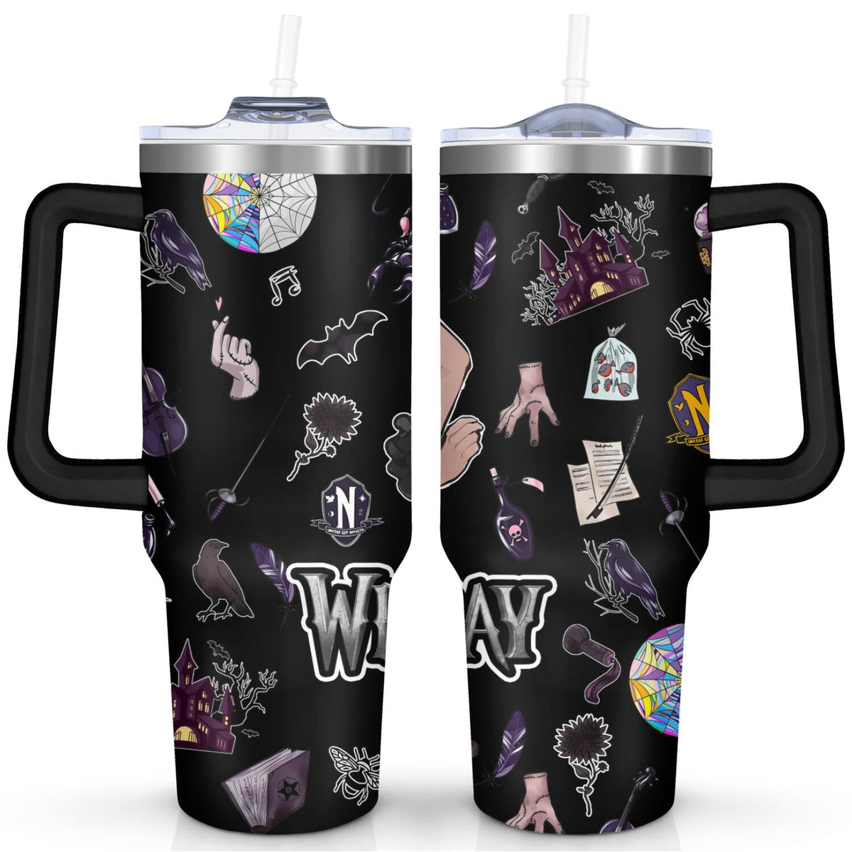 40oz Wednesday Girl Stainless Steel Tumbler with Lid and Straw,Wednesday Stuff