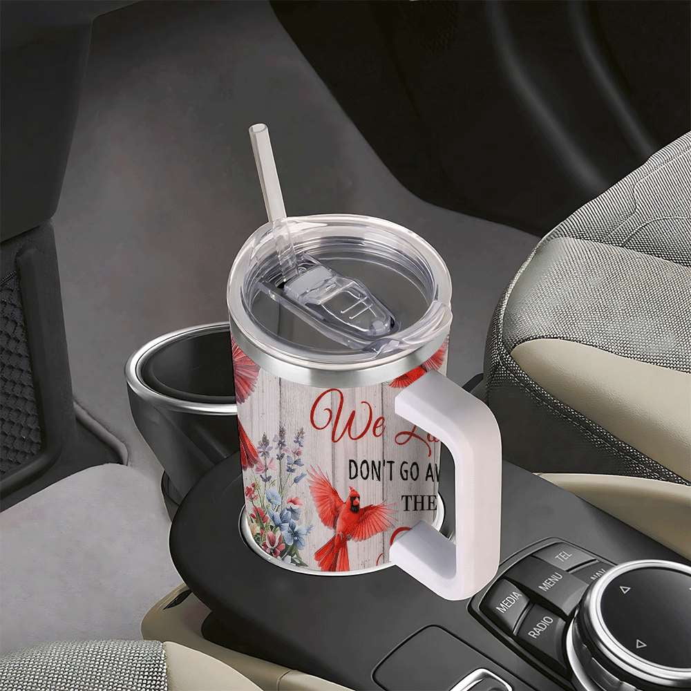 Cardinal Insulated Tumbler with Lid and Straw, Stainless Steel Travel Mug with Handle, Floral Rustic Cardinal Cup, Double Wal