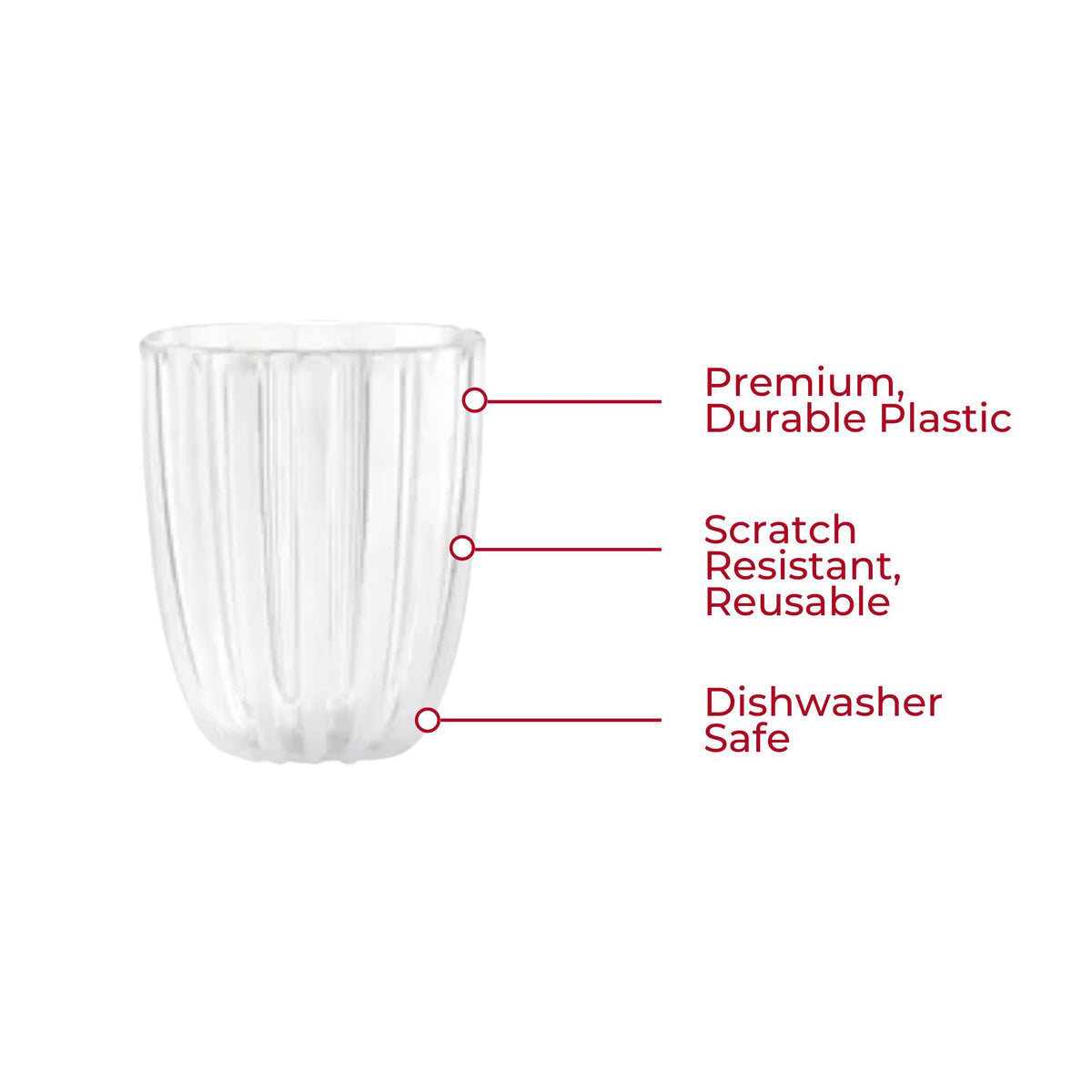 GUZZINI Dolcevita 12oz Low Tumblers (Set of 6) Mother of Pearl - 100% Recycled Plastic - Unbreakable, Reusable, BPA-Free, Ice
